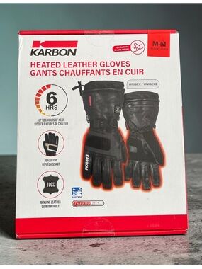 Karbon - Unisex Heated Ski Gloves / Genuine Leather Winter Gloves